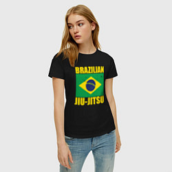 Футболка хлопковая женская Brazilian jiu-jitsu, цвет: черный — фото 2