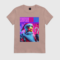 Футболка хлопковая женская Simpson new year - cyberpunk, цвет: пыльно-розовый