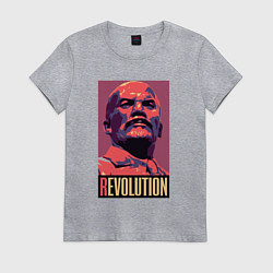 Футболка хлопковая женская Lenin revolution, цвет: меланж