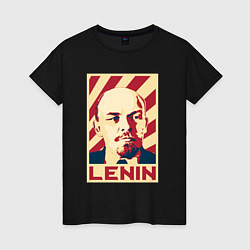 Футболка хлопковая женская Vladimir Lenin, цвет: черный