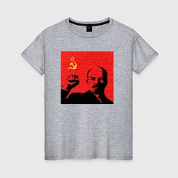 Футболка хлопковая женская Lenin in red, цвет: меланж