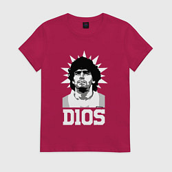 Футболка хлопковая женская Dios Diego Maradona, цвет: маджента