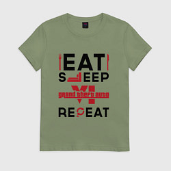 Женская футболка Надпись: eat sleep GTA6 repeat
