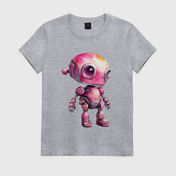 Футболка хлопковая женская Робот киберпанк, цвет: меланж
