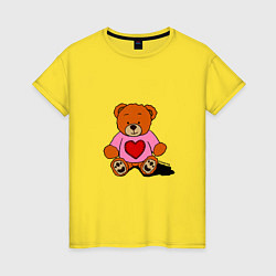 Женская футболка Плюшевый мишка с сердечком