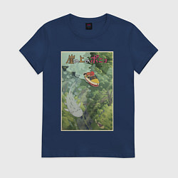 Футболка хлопковая женская Ponyo on the boat, цвет: тёмно-синий