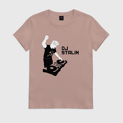 Футболка хлопковая женская Диджей Сталин, цвет: пыльно-розовый