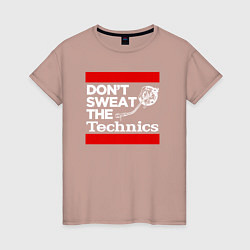 Футболка хлопковая женская Dont sweat the Technics, цвет: пыльно-розовый