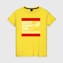 Футболка хлопковая женская Dont sweat the Technics, цвет: желтый