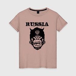 Футболка хлопковая женская Russian gorilla, цвет: пыльно-розовый