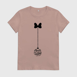 Футболка хлопковая женская Бант с подвеской, цвет: пыльно-розовый