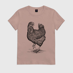 Футболка хлопковая женская Курочка, цвет: пыльно-розовый