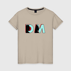 Футболка хлопковая женская Depeche Mode - DM logo, цвет: миндальный