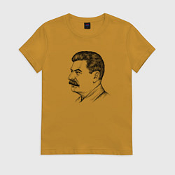 Футболка хлопковая женская Сталин в профиль, цвет: горчичный