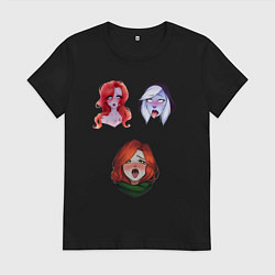 Футболка хлопковая женская Dota 2 Ahegao, цвет: черный