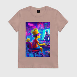 Футболка хлопковая женская Барт и Мэгги выбирают персонажа, цвет: пыльно-розовый