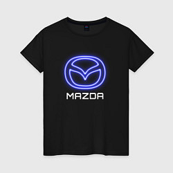 Футболка хлопковая женская Mazda neon, цвет: черный