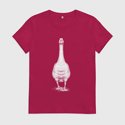 Футболка хлопковая женская Гусь белый, цвет: маджента