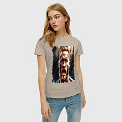 Футболка хлопковая женская Боец Конор Макгрегор UFS, цвет: миндальный — фото 2