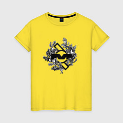 Футболка хлопковая женская Depeche Mode - Mute records logo, цвет: желтый