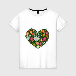 Женская футболка Сердце из цветов и травы