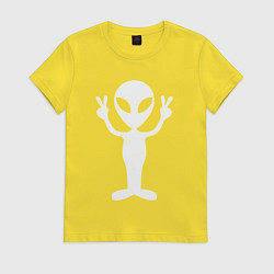 Футболка хлопковая женская Peace alien, цвет: желтый