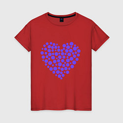 Футболка хлопковая женская Фиолетовое сердце из круглешков, цвет: красный
