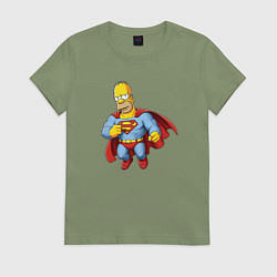 Футболка хлопковая женская Гомер супермен, цвет: авокадо