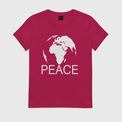 Футболка хлопковая женская World peace, цвет: маджента