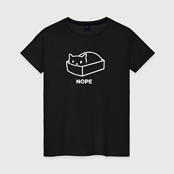Футболка хлопковая женская The cat in the box nope white, цвет: черный
