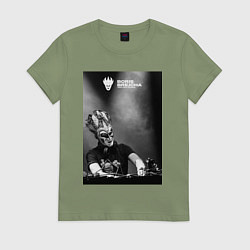Футболка хлопковая женская Boris Brejcha high tech minimal, цвет: авокадо