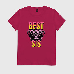 Футболка хлопковая женская Best sis, цвет: маджента