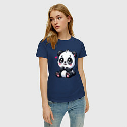Футболка хлопковая женская Забавная маленькая панда, цвет: тёмно-синий — фото 2