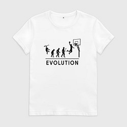 Футболка хлопковая женская Эволюция баскетболиста, баскетбол, цвет: белый
