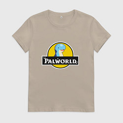 Футболка хлопковая женская Релаксаурус Палворлд, цвет: миндальный