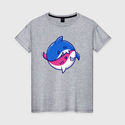 Футболка хлопковая женская Акулы инь ян, цвет: меланж