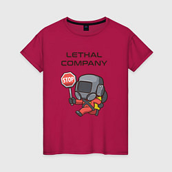 Футболка хлопковая женская Lethal company: Stop Please, цвет: маджента