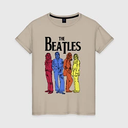 Футболка хлопковая женская The Beatles all, цвет: миндальный