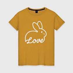 Футболка хлопковая женская Love bunny, цвет: горчичный