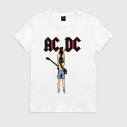 Футболка хлопковая женская Angus Young, цвет: белый