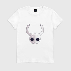 Футболка хлопковая женская Hollow Knight - жуткая маска, цвет: белый