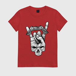 Футболка хлопковая женская Metallica hand, цвет: красный