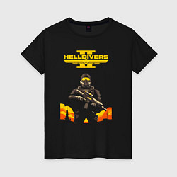 Футболка хлопковая женская Helldivers 2: War, цвет: черный
