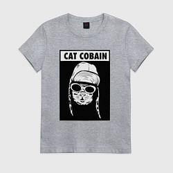 Футболка хлопковая женская Cat cobain, цвет: меланж