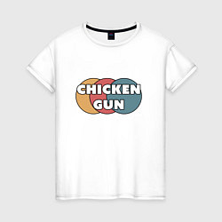 Футболка хлопковая женская Chicken gun круги, цвет: белый