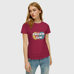 Футболка хлопковая женская Chicken gun круги, цвет: маджента — фото 2