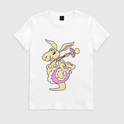 Футболка хлопковая женская Кенгурёнок, цвет: белый