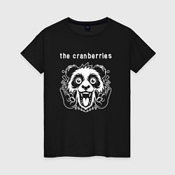 Футболка хлопковая женская The Cranberries rock panda, цвет: черный
