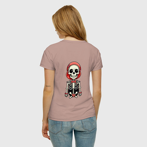 Женская футболка Скелет с бабочкой красный / Пыльно-розовый – фото 4