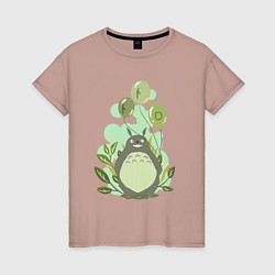 Футболка хлопковая женская Green Totoro, цвет: пыльно-розовый